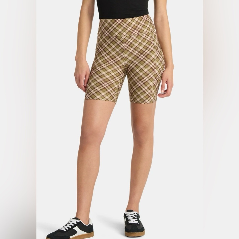 No Boundaries- NWT Plaid High-Waisted Bike Shorts Size XXS-XS